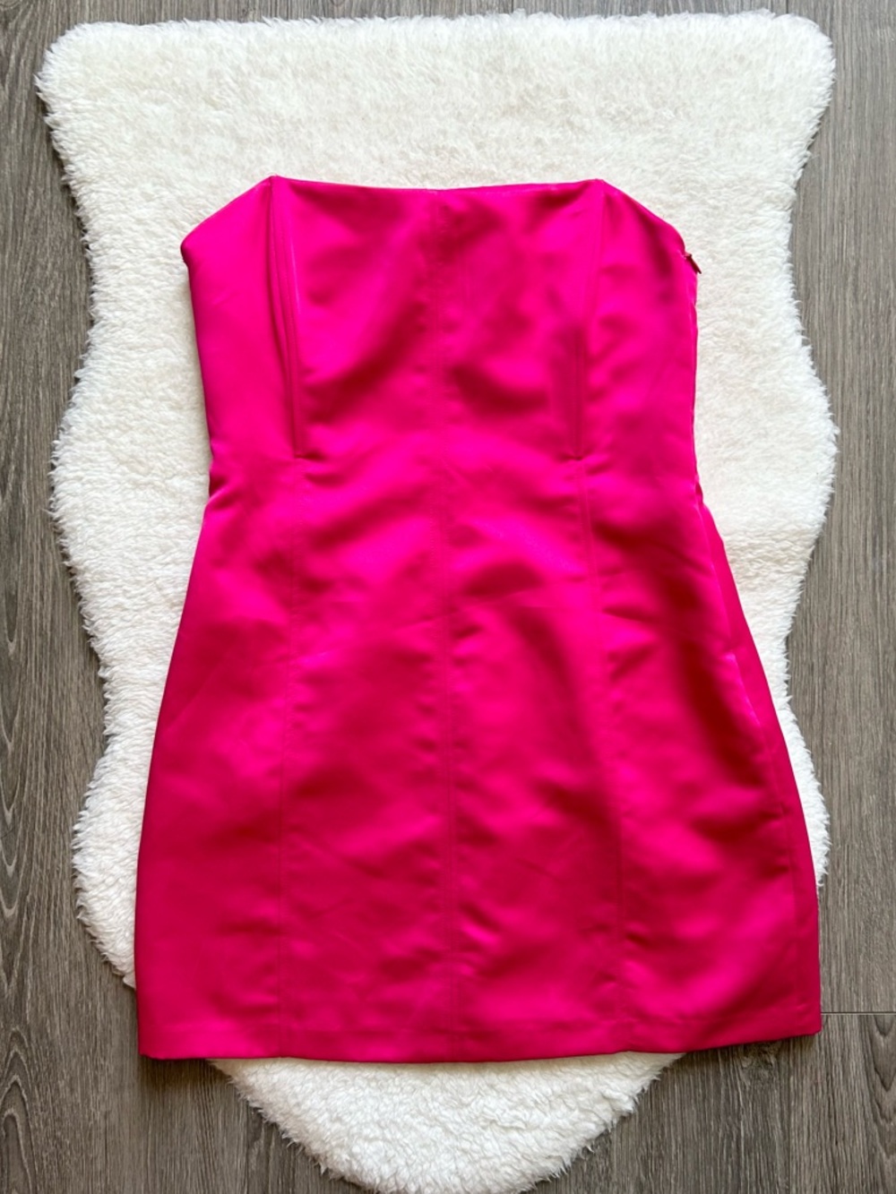 Zara Fuchsia Pink Effect Strapless Mini Dress NWT